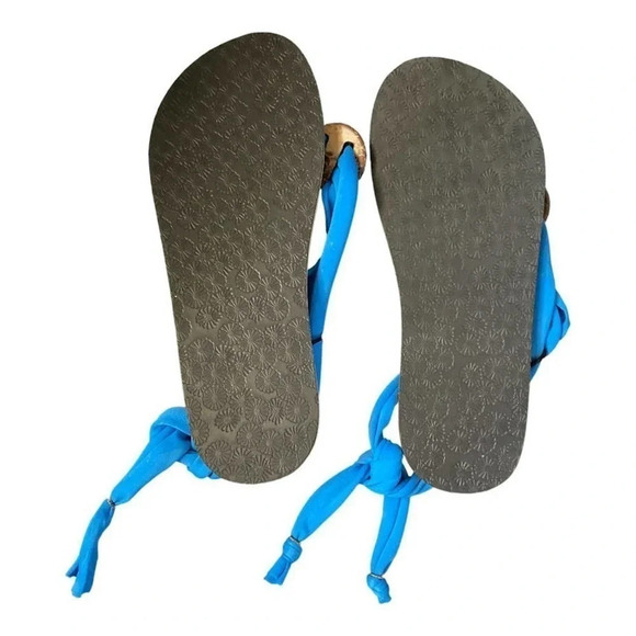 Chula Sandals Womens Size 6-7 Blue Strappy Casual Open Toe Bow&Tie Boho - Picture 5 of 5